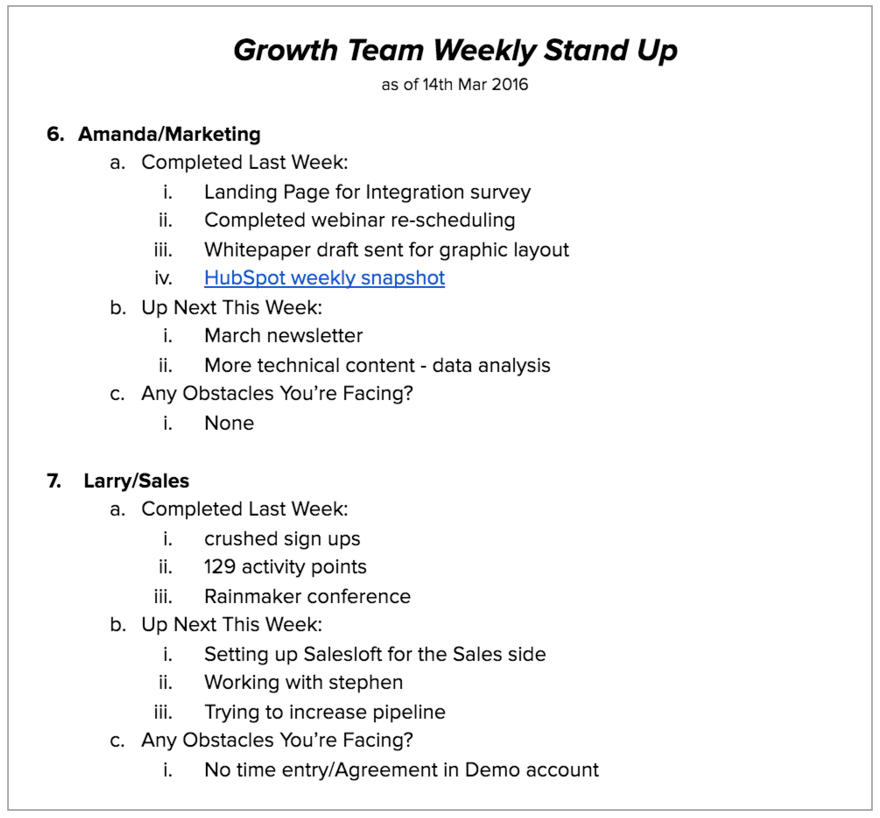  Weekly Stand Up Meeting Template 